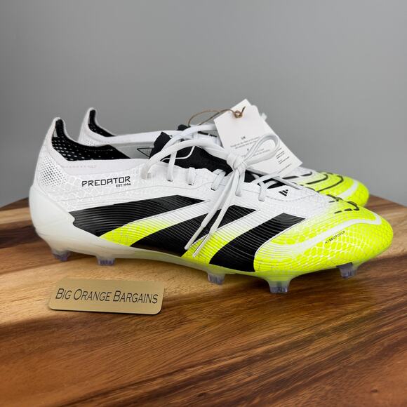 Adidas Predator Elite FG Soccer Cleats Men\'s Size 12 White Lucid Lemon JI1082 main image 9